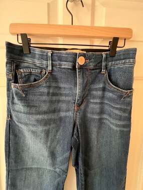 Democracy Ab Technology Skinny Crop Jeans Raw Hem Blue Indigo Wash‎ Size 8